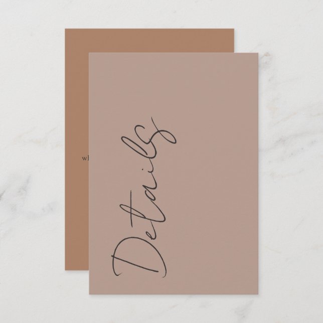 Minimal Neutral Typography Wedding Details Begleitkarte (Vorne/Hinten)