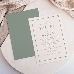Minimal neutrales Elegant Moderne Hochzeit Einladung