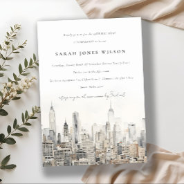 Minimal New York City Skyline Watercolor Geburtsta Einladung