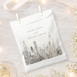 Minimal New York City Skyline Watercolor Wedding Geschenktütchen