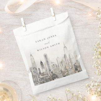 Minimal New York City Skyline Watercolor Wedding Geschenktütchen