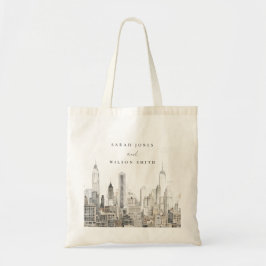 Minimal New York City Skyline Watercolor Wedding Tragetasche