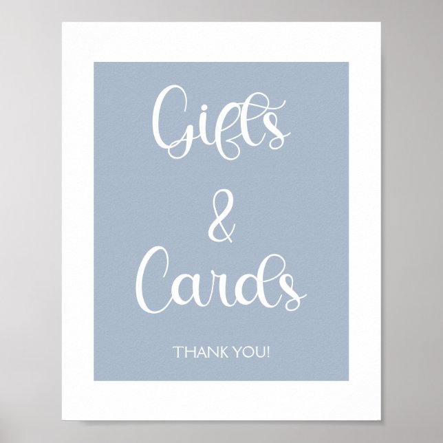 Minimal Niedlich Elegant Simple Blue Baby Shower G Poster (Vorne)