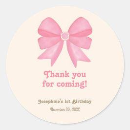 Minimal Niedlich Pink Bow Geburtstag Vielen Dank Runder Aufkleber