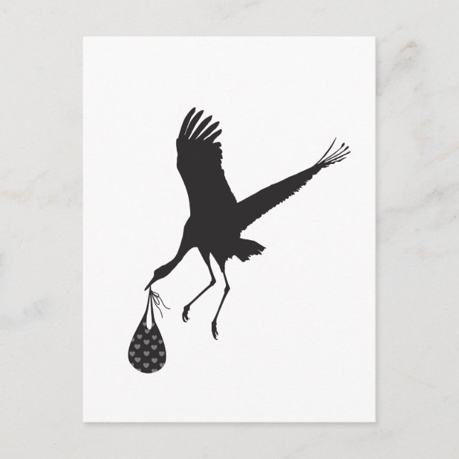 Minimal Niedlich Stork Unisex Kinderdusche Einladu Postkarte (Vorderseite)