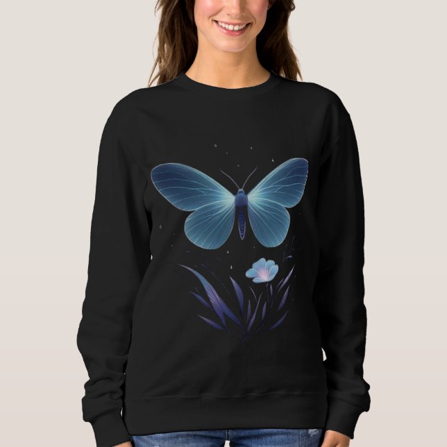 Minimal Night Butterfly Vector – Soft Glow Illustr Sweatshirt (Vorderseite)
