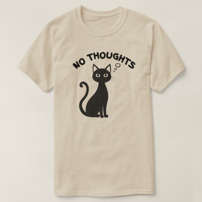 Minimal No Thoughts Cat Blank Expression Illustrat T-Shirt (Design vorne)