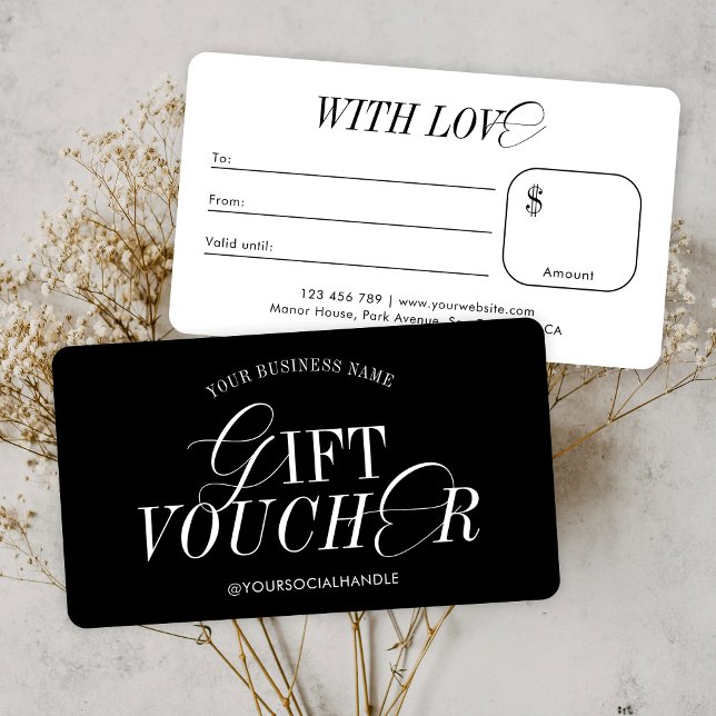 Minimal Nostalgic Elegantes Business-Geschenkgutsc (Embrace the nostalgia with this elegant business gift voucher design)