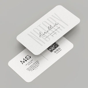 Minimal Notary Public Legal Elegante Weiß Moderne Visitenkarte