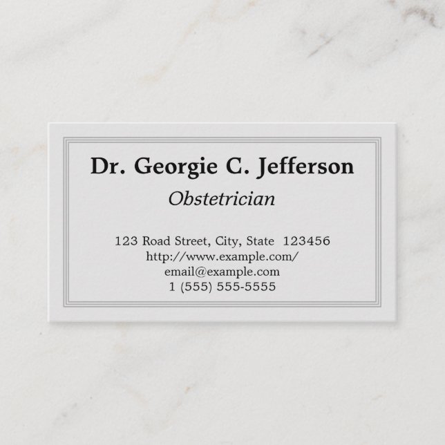 Minimal Obstetrician Business Card Visitenkarte (Vorderseite)
