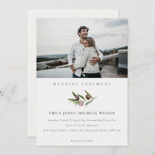 Minimal Olive Branch Foliage Foto Hochzeit einlade Dankeskarte