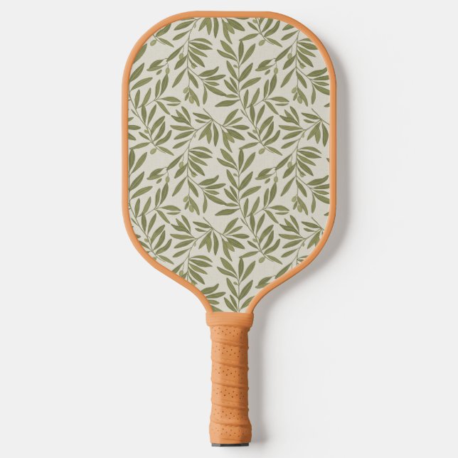 Minimal Olive Branch Pattern Pickleball Schläger (Vorderseite)
