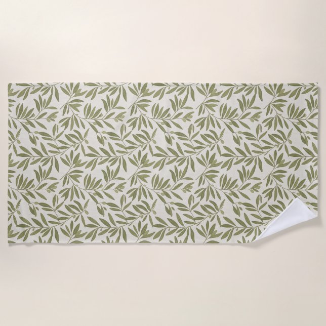 Minimal Olive Branch Pattern Strandtuch (Vorderseite)