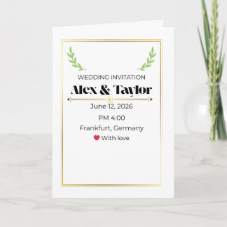 Minimal Olive Branch Wedding Invitation | Elegant  Karte