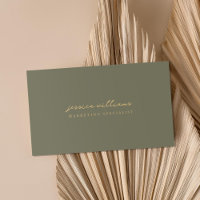 Minimal Olive Green Gold Script