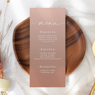 Minimal Ombre Terracotta & Blush Pink Wedding Menükarte