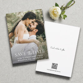 Minimal One Foto Moderne QR Code Hochzeitswebsite Save The Date