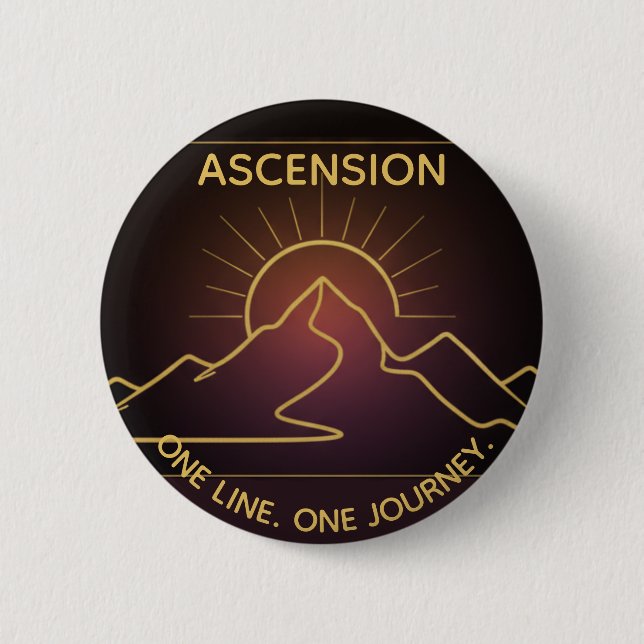 Minimal One-Stroke Mountain Ridge | Sunrise Line Button (Vorderseite)