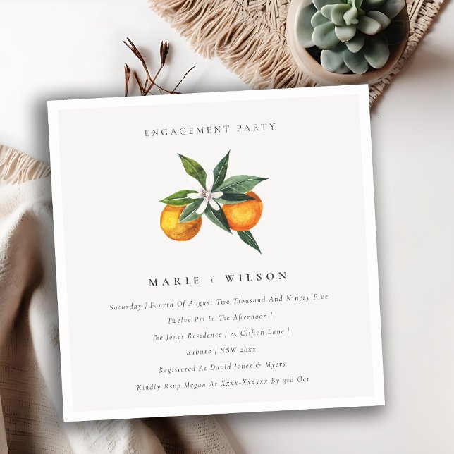 Minimal Orange Boho Botanische Verlobung laden ein Dankeskarte (Von Creator hochgeladen)