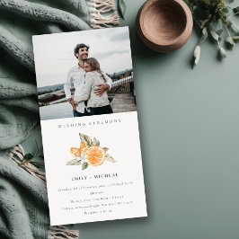 Minimal Orange Boho Foliage Foto Hochzeit Einladun Dankeskarte