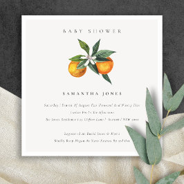 Minimal Orange Botanical Boho Baby Dusche einladen Dankeskarte