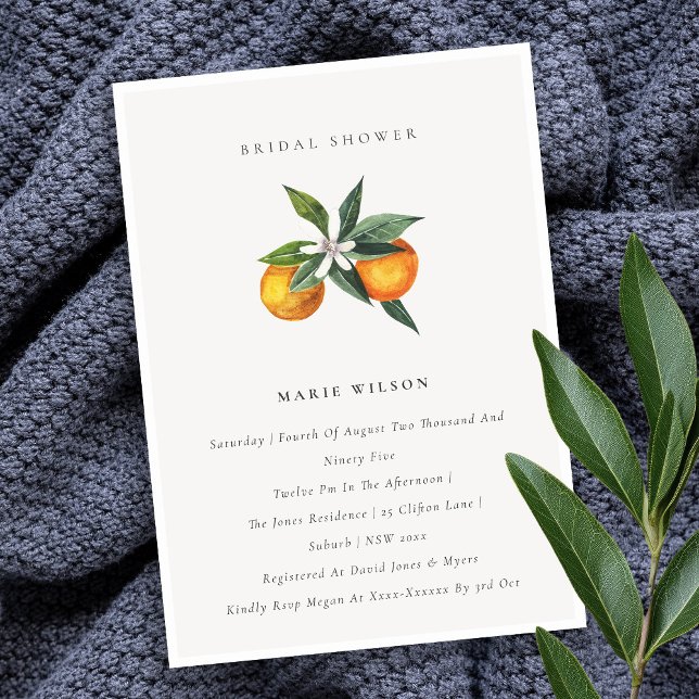 Minimal Orange Botanical Boho Brautparty Einladung (Von Creator hochgeladen)
