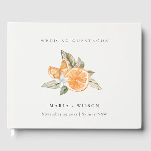 Minimal Orange Botanical Boho Foliage Wedding Gästebuch