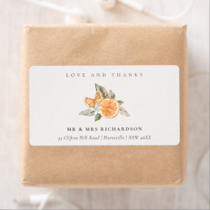Minimal Orange Botanical Boho Liebe Dank Adresse