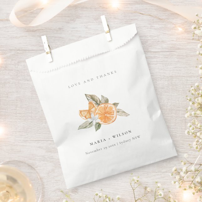 Minimal Orange Botanical Boho Liebe Dank Hochzeit Geschenktütchen (Ausgeschnitten)