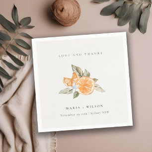 Minimal Orange Botanical Boho Liebe Dank Hochzeit Serviette