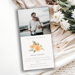 Minimal Orange Fauna Foto Brautparty laden Dankeskarte