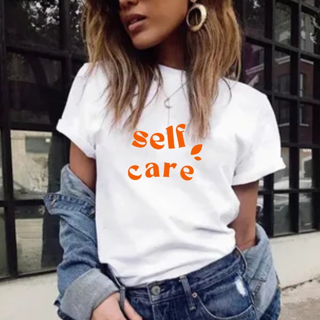 Minimal Orange Inspirational Self Care Women T-Shirt (Von Creator hochgeladen)