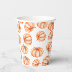 Minimal Orange Pumpkin Wasserfarbe Halloween Fall Pappbecher
