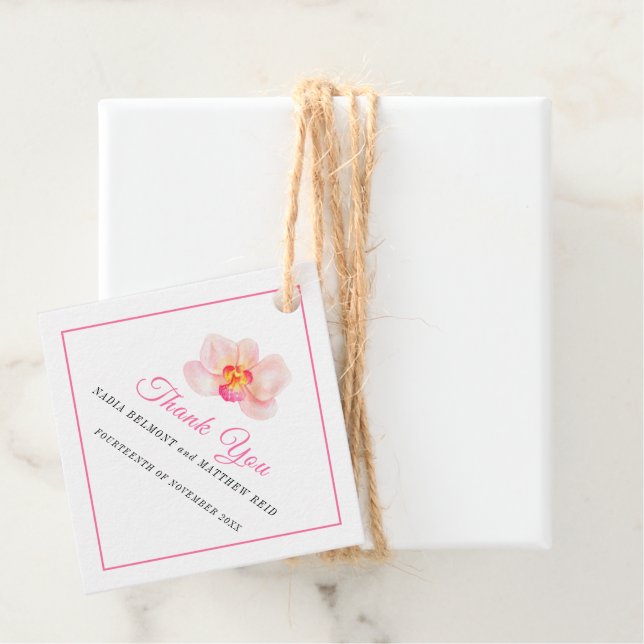 Minimal orchid rosa weiße Hochzeit danke Geschenkanhänger (Beispiel)