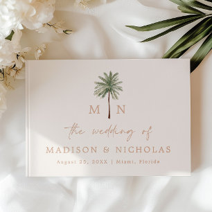 Minimal Palm Tree Monogram Foto Wedding Gästebuch