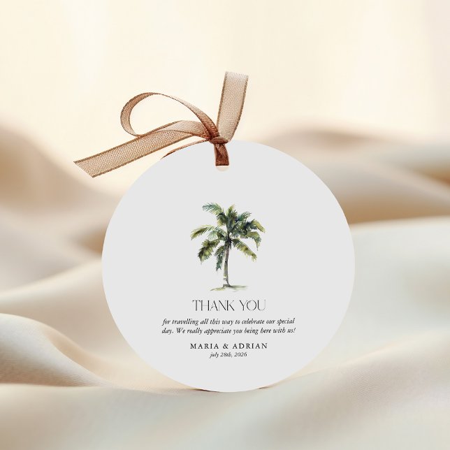 Minimal Palm Tree Tropical Beach Hochzeit Geschenkanhänger (Von Creator hochgeladen)