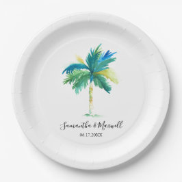 Minimal Palm Tree Tropical Beach Hochzeit Pappteller
