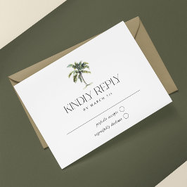 Minimal Palm Tree Tropical Beach Hochzeit RSVP Karte