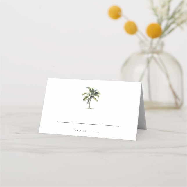Minimal Palm Tree Tropical Beach Platzkarte (Vorderseite)