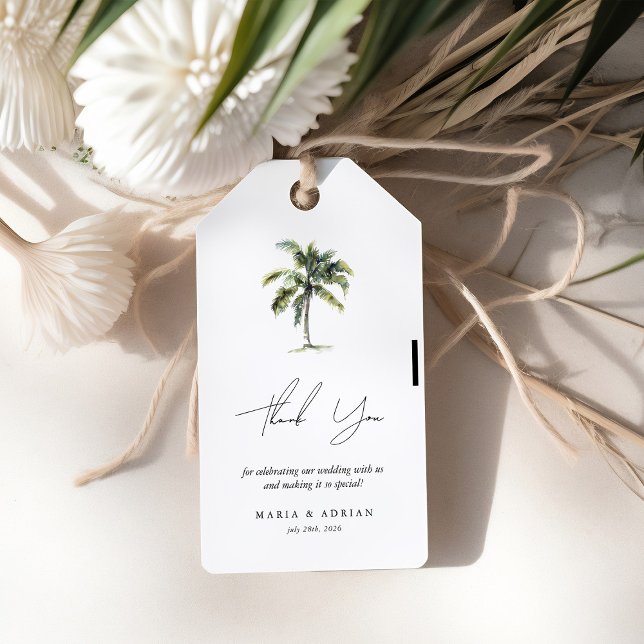 Minimal Palm Tree Tropical Beach Wedding Gunst Geschenkanhänger (Von Creator hochgeladen)