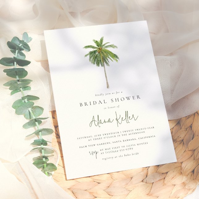 Minimal Palm Tree Tropical Boho Brautparty Einladung (Von Creator hochgeladen)