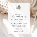 Minimal Palm Tree Wedding Einladung<br><div class="desc">Tropische Hochzeitseinladungen mit einer Single-Palmenbildeur oben auf der Einladung. Die Palmen Hochzeit individuell zu gestalten lädt mit Ihren Namen und Hochzeitsdetails in schwarzer Schrift ein, die mit einem modernen, handgeschriebenen Skript das Design unterstreicht. Die einfache tropische Hochzeit lädt zu einem soliden grünen Hintergrund. Entworfen, um mit unserer Minimal Palm Tree...</div>