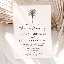 Minimal Palm Tree Wedding Einladung