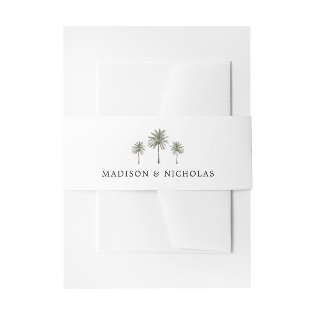 Minimal Palm Tree Wedding Einladungsbanderole (Vorderseite Beispiel)