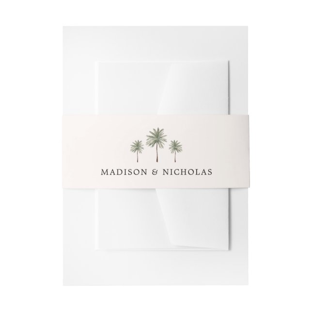 Minimal Palm Tree Wedding Einladungsbanderole (Vorderseite Beispiel)