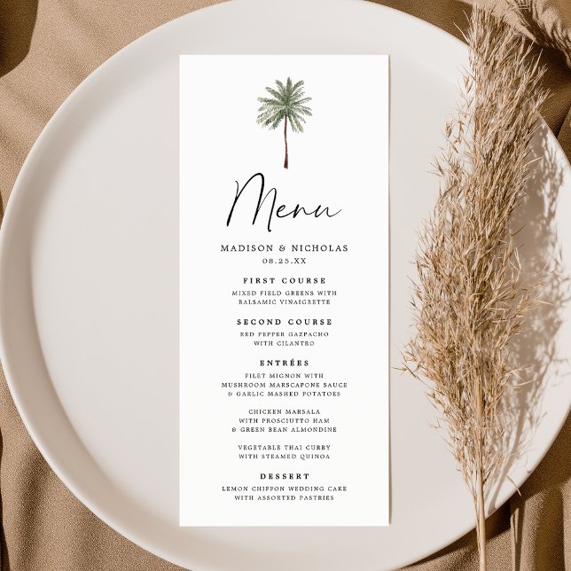 Minimal Palm Tree Wedding Menükarte (Von Creator hochgeladen)