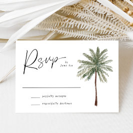 Minimal Palm Tree Wedding RSVP Karte