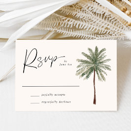 Minimal Palm Tree Wedding RSVP Karte