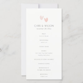 Minimal Pastel Dusky Pink Hearts Wedding Programm