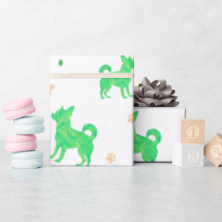 Minimal Pastel green chihuahua wrapping paper Geschenkpapier